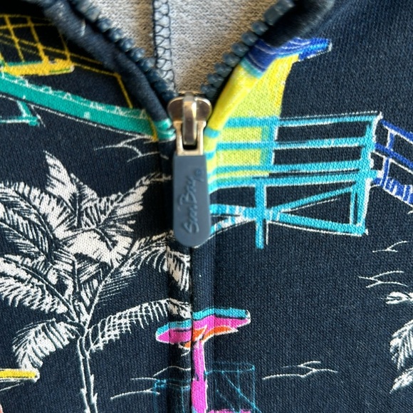 Sun Bay navy beach house colorful print zip-up hoodie/beach coverup, size 2X - Picture 4 of 10